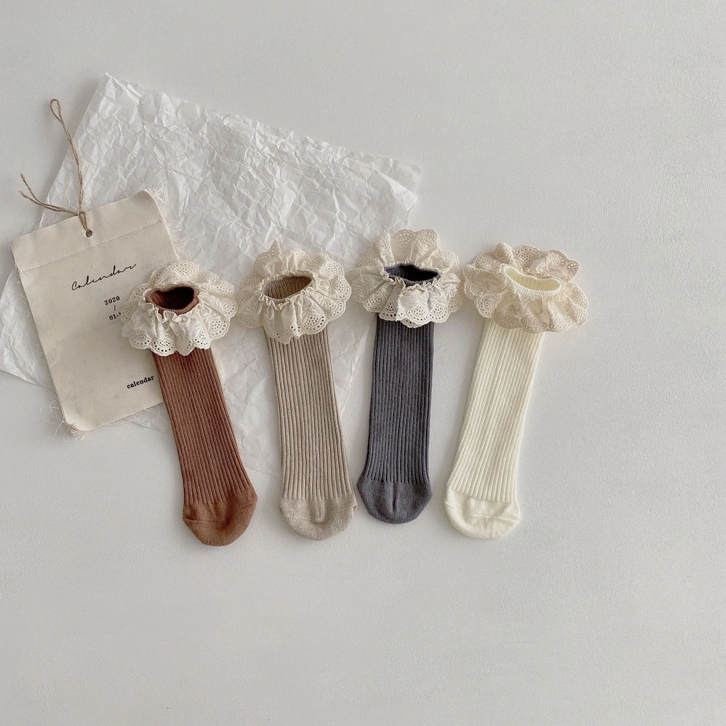 4 Pairs/lot New Baby Girls Socks Long Socks Kids Knee Length Soft Cotton Baby Socks Kids 0-8 Years Knee High Socks