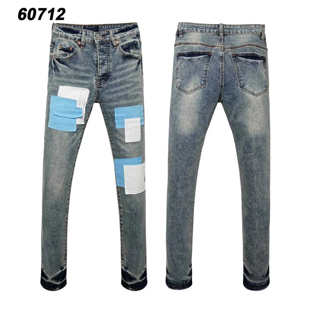 Wholesale Streetwear Jeans Pleated Tapered Trousers Men Elastic Damaged Beggi Pants Slim Fit Jeans