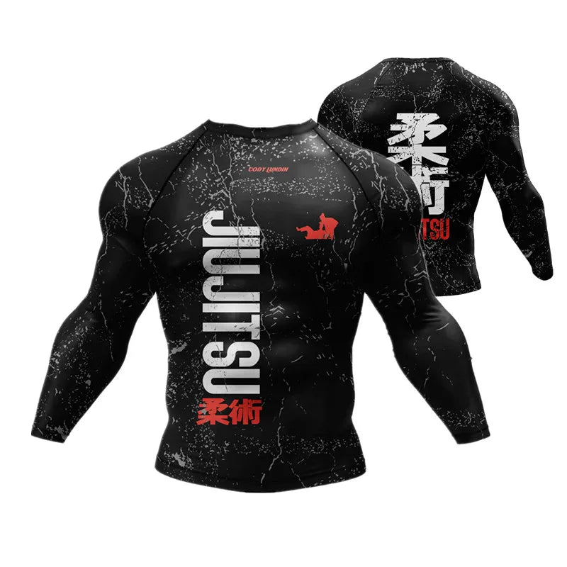 Custom Sublimated Jiu Jitsu Rashguard Long Sleeve MMA BJJ Compression Shirt with Surf Logo Wholesale for Men