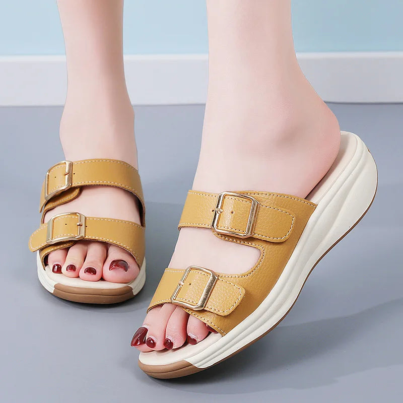 Summer Large Size Women's Flat Bottom Outdoor Sandals Flip-Flops Non-Slip Casual Beach Shoes Slippers Cross-Border Hot Superfine