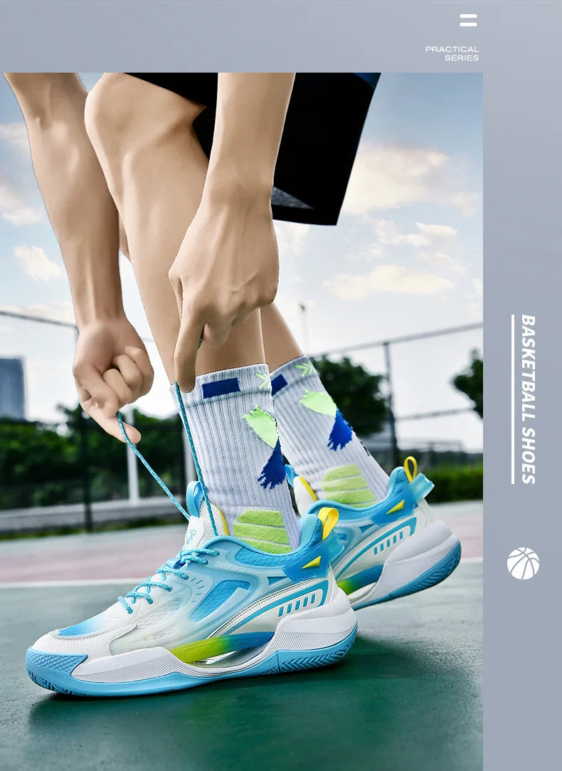 New Design Brand Logo Custom Professional Men Outdoor Sports Sneakers Luminous Hollowed Breathable Men Basketball Shoes