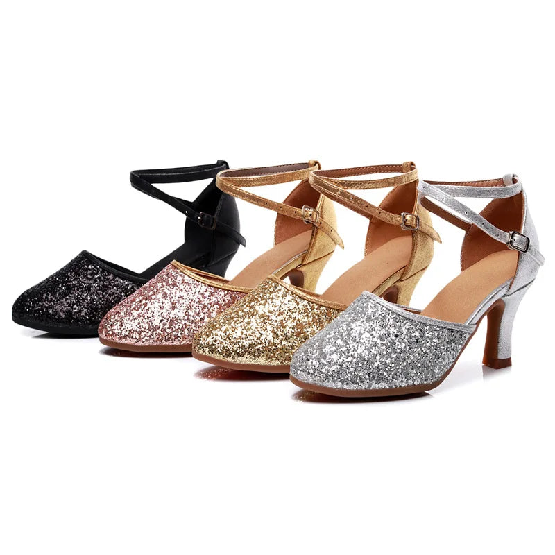 Outdoor square Latin Dance Shoes Adult Women's Mid-heel Dance Shoes Women's Summer Soft Bottom Ballroom Shoes