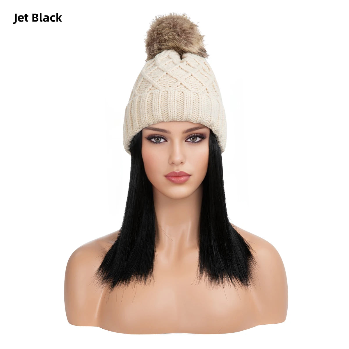 Wholesale Long Winter Hot Sale Beanie Hat Synthetic Fashion Hair 10 Inch Heat Resistant Silky Straight Wave 100% High