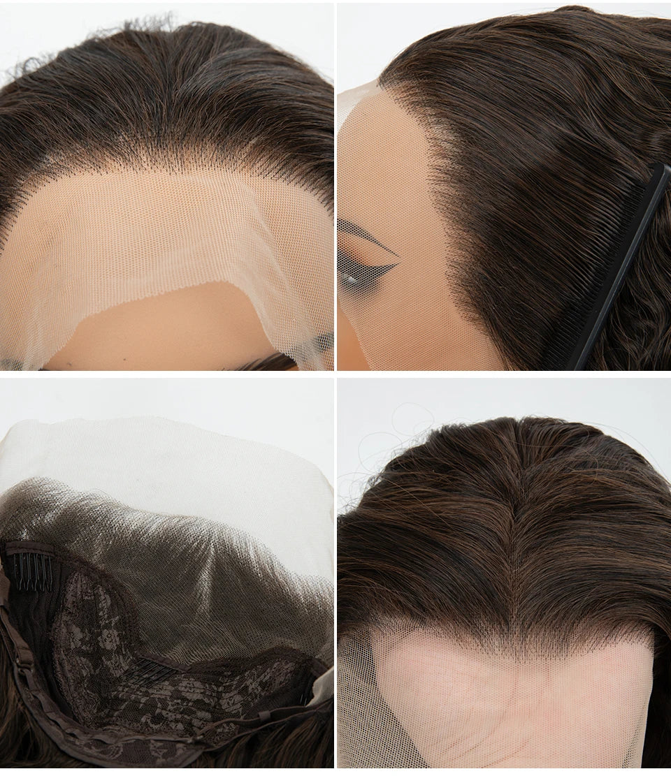 Natural Multiple Colors Long Synthetic Wig 13x4 HD Lace Frontal Heat Resistant Transparent Lace Wigs for Women 30 Inch
