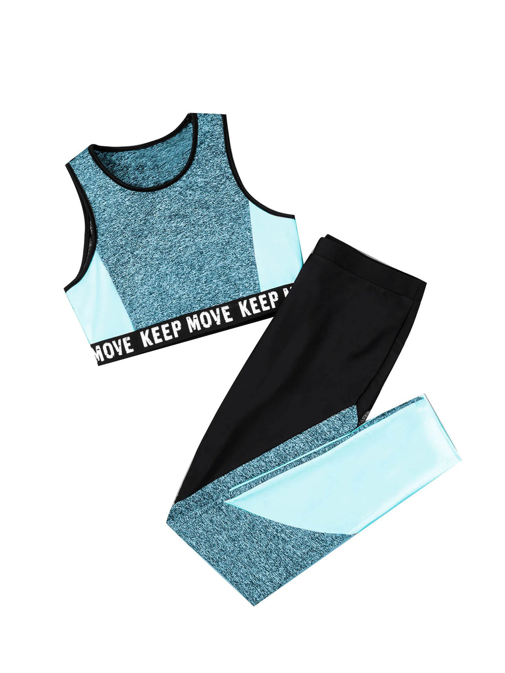 Kids Girls Sportswear Workout Gymnastics Outfits Running Sports O-Neck Wide Shoulder Tops+Pants Clothes Set Girls Activewear
