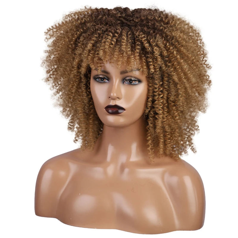 Cheap Price French Kinky Curl Curly Wig Neutral Short African for Cosplay Synthetic High Temperature Fiber Black Women's Wig