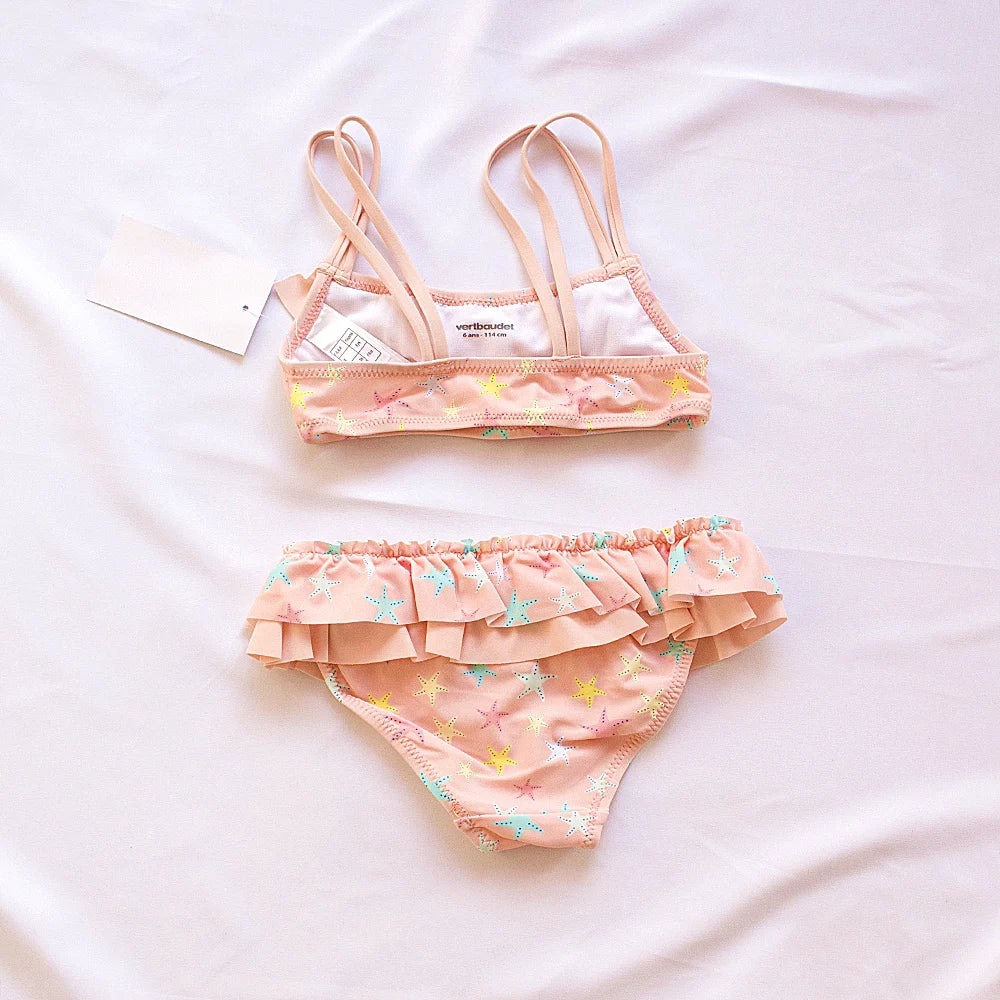 2-10 Years Kids Girls Swimwear Swimsuit 2026 Children Falbala Bikinis Set Halter Print Kid Girl Biquini Infantil Bathing Suit