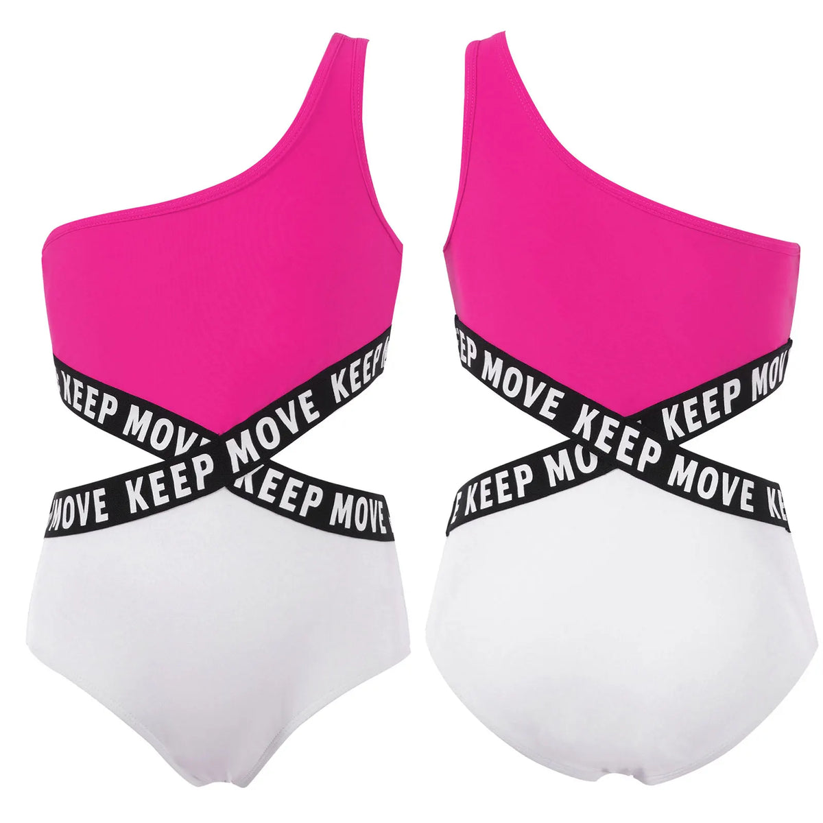 Kids Girls Hollow Out One-piece Swimwear Single Shoulder Letter Print Bodysuit Swimsuit Pool Bathing Suit Beachwear Sportswear