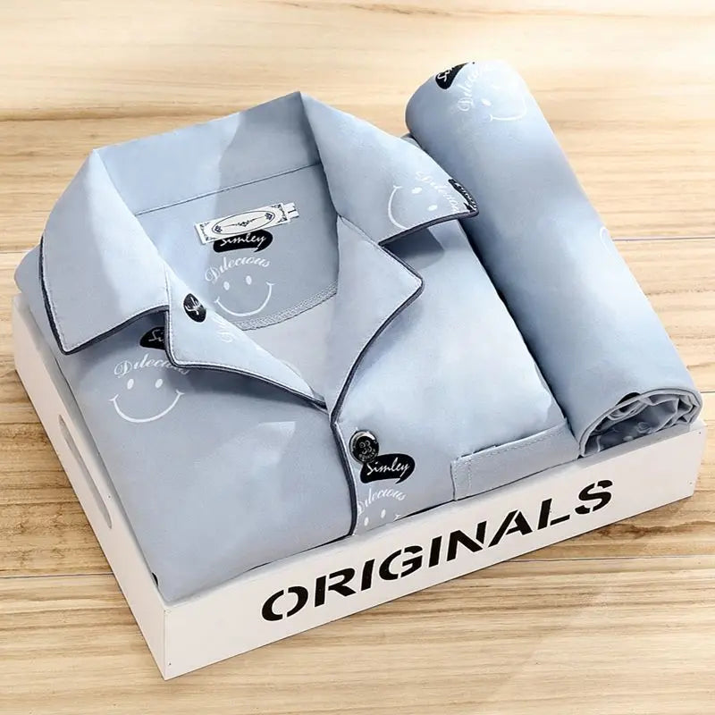 100% High-end Pajamas Men's Spring Autumn Striped Long-sleeved Trousers Pijamas Two-piece 2025 New Loose Nightwear Homewear Set