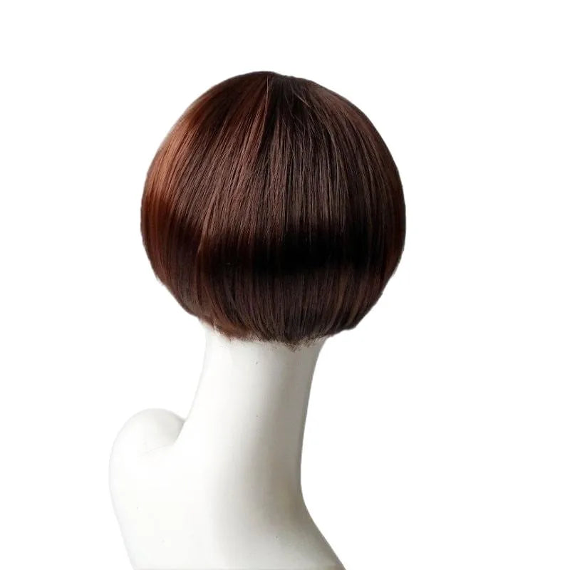 Men's / women's Mushroom Cut Straight Hair Machine Made 100% Density European American Fashion Short Wig Non-Lace Full Head Cover 110g