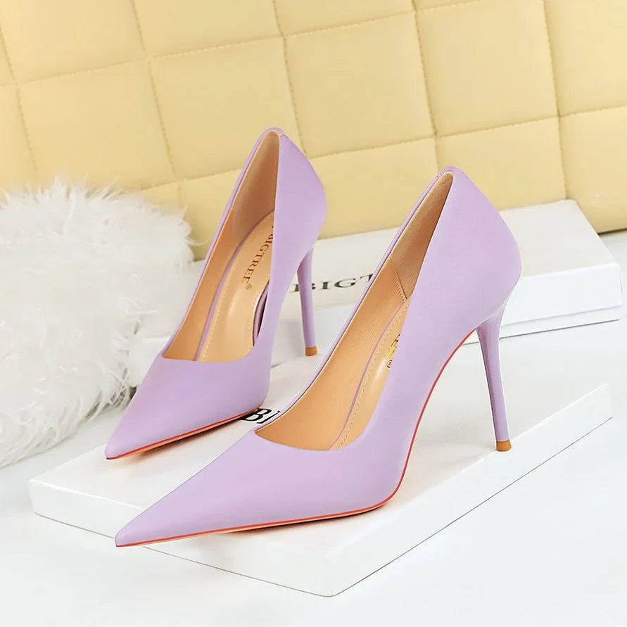Fashionable and Simple Foot Repair for Skinny Ultra High Heels Thin Heels Shallow Mouth Pointed High Heels Women's Shoes