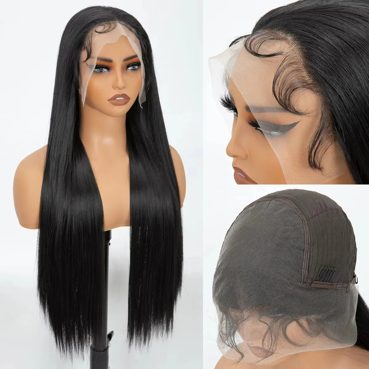 Natural Multiple Colors Long Synthetic Wig 13x4 HD Lace Frontal Heat Resistant Transparent Lace Wigs for Women 30 Inch