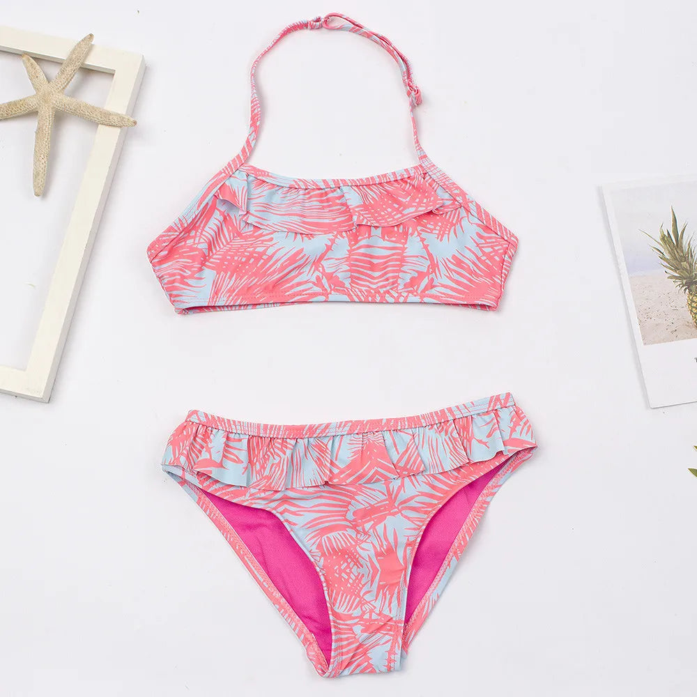 2026 Children's Swimwear Two Piece Butterfly Swimsuit For Girls Halter Summer Bikini Sets Kids Swimsuits Lovely Swimming Suit