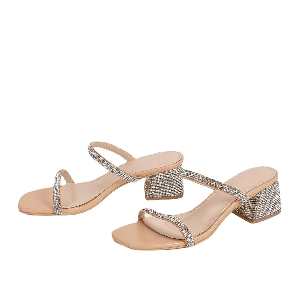 2021 Fashion Diamond Sandals and slippers Women Ladies Shoes Rhinestones Heel Shiny Sandals Women