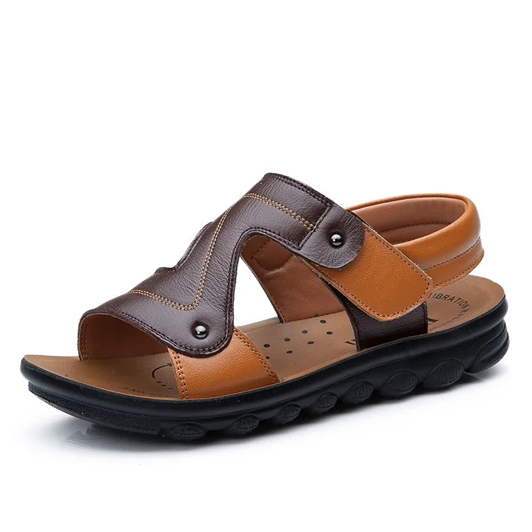 Children Sandals 2023 Summer New Fashion Boys Geniune Leather Sandals Kids Soft Bottom Non-slip Beach Sandals