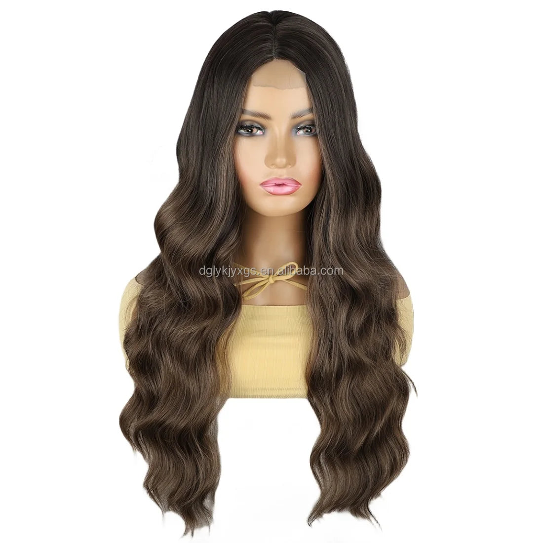 WL07 Small Area Lace Body Wave Synthetic Lace Wigs Lace Front Wigs Ombre Brown Mixed Blonde Water Wave Wig Women Hair