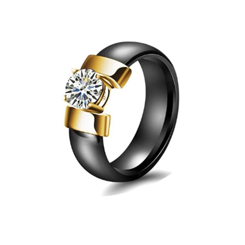 Healthy Jewelry Rings for Women Never Lose Color Made Your Finger Green Lovely Pink Ceramic Rings With Big Crystal Bling Jewelry