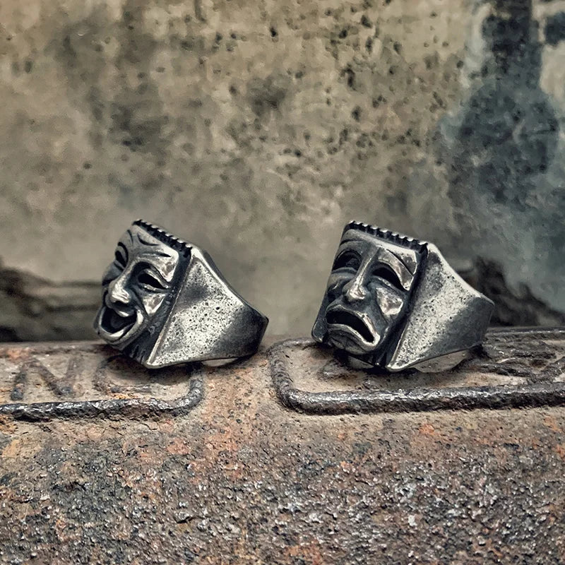 Bague gothic anillos mujer Individuality Ornaments Stainless steel Mask Vintage Ring For Men Bulk Jewelry Boyfriend Gift OSR263