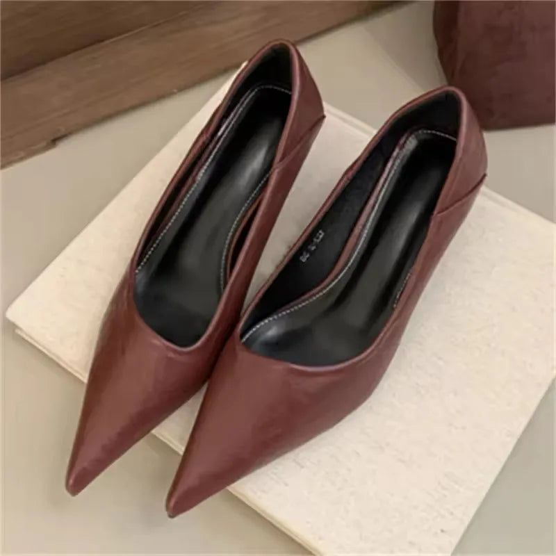 2025 Summer Latest Design Women's High Heels Sexy Leopard Pattern Shallow Mouth Hard-Wearing Platform Shoes Pointed Fashion