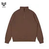 Cotton Men Fleece Half Zip up Collar Hoodie Sweater Jumper Oversized Sweatshirt