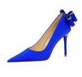 Designer Women's Pumps 20023 Satin Bow Shoes Female Sweet Stiletto Heels for Ladies