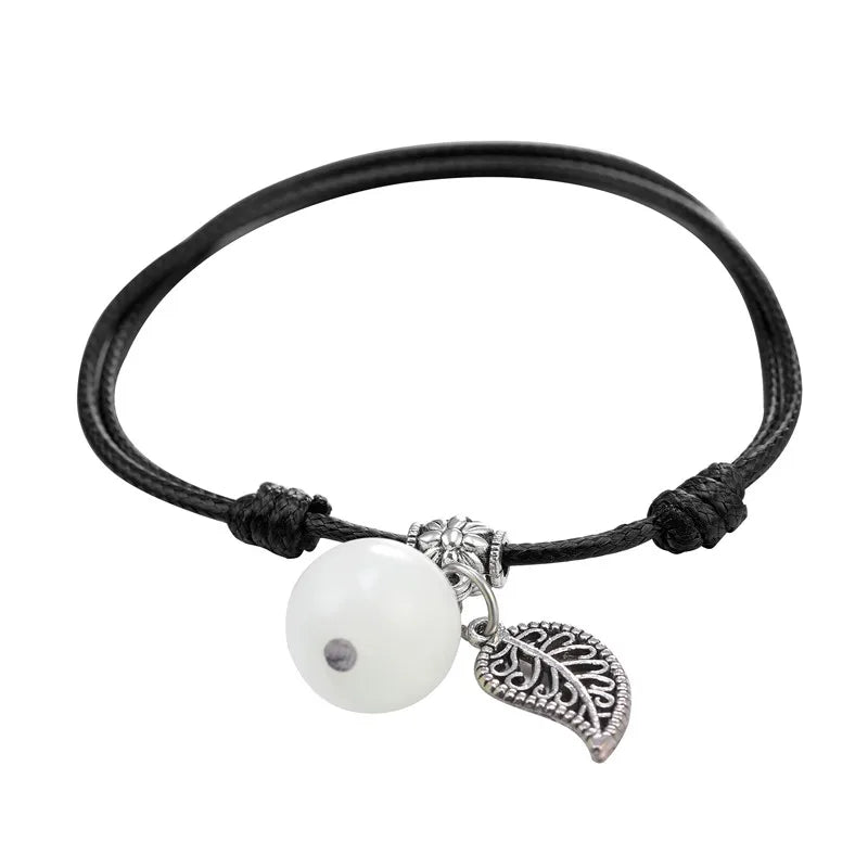 Bracelet for Women Glowing Gem Charm Jewelry Leather Rope Pendant Hollow Luminous Stone Pendant Necklace Gifts