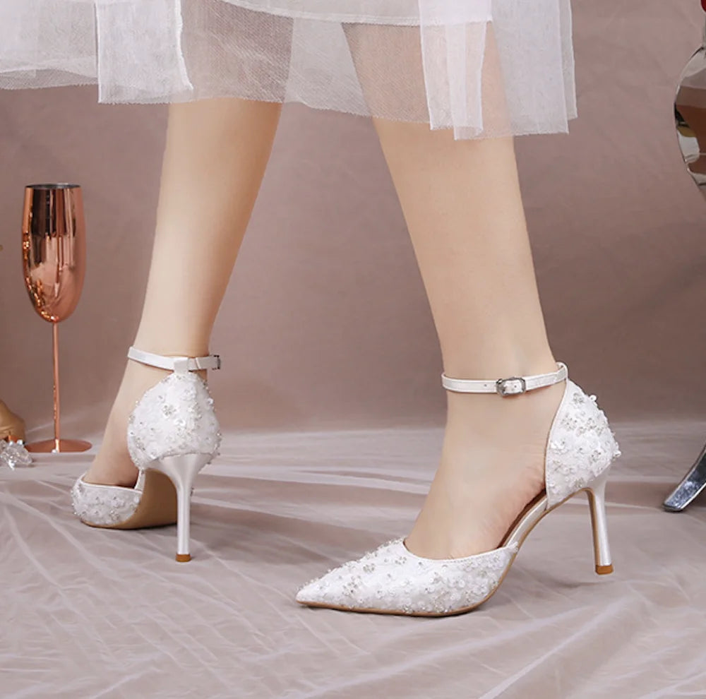 Zapatos De Dama Female White Sandals Ankle Diamond Women's Shoes Rhinestone  Heels for Ladies