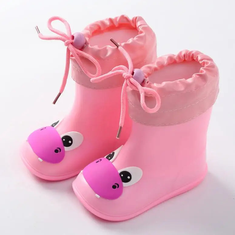 Classic Kids Rain Boots Rubber Boots For Children PVC Kids Baby Cartoon Shoes Water Shoes Waterproof Rain Boot Non-slip Warm