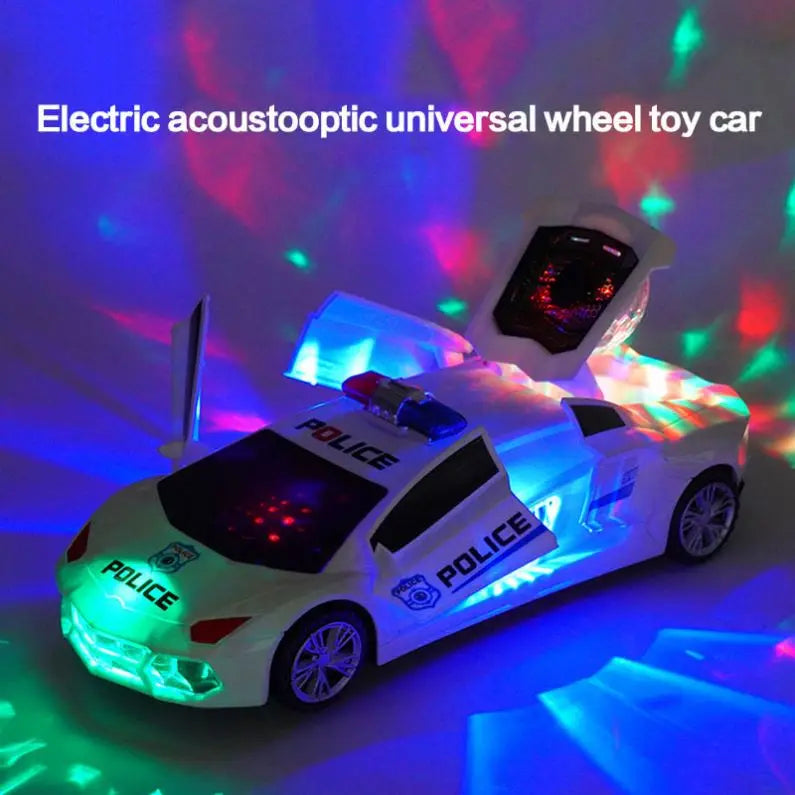 1-3 Children's Music Electric Rotary Universal Police Car Colorful Lights Toy Car