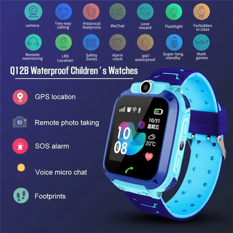 Q12 Children Kids Smart Watch SOS Phone Call Location Tracker Anti-Lost Camera Touch Screen Waterproof Student Wristwatch 828