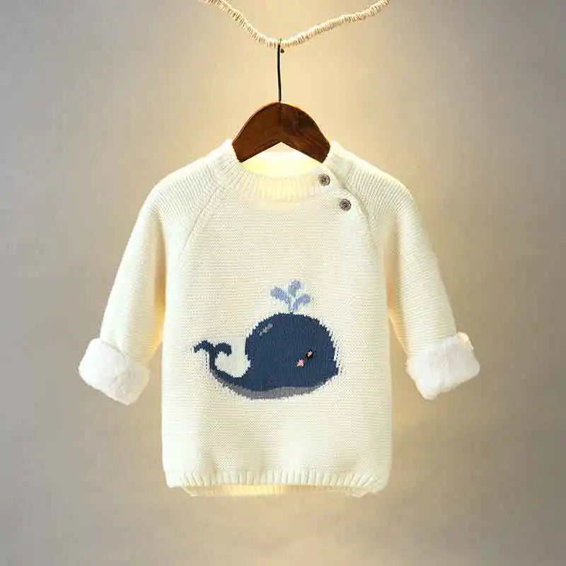 Autumn Winter Kids Baby Boys Girls Sweaters Cartoon Wool Pullover Toddler Childrens Warm Sweater Coat Cardigan Thicken Outerwear