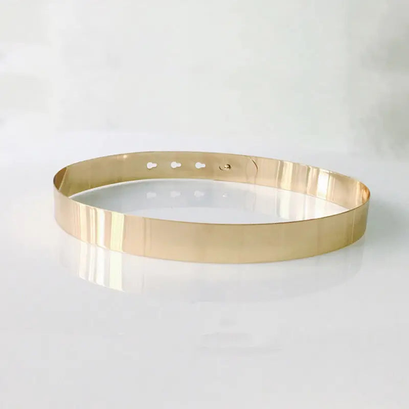 Women Vintage Elegant Waist Belt Metallic Bling Gold Silver Party Simple Belts Adjustable Belts