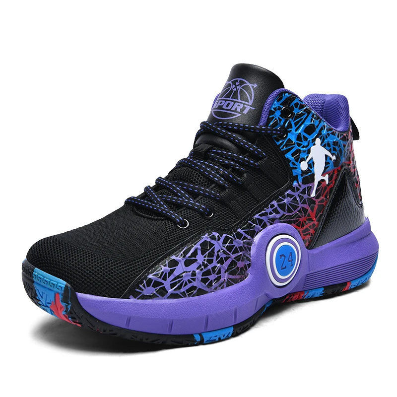 Hot Selling Street Style Fashion High Top Wear Resistant Professional Sports Shoes Mens Basketball Sneakers