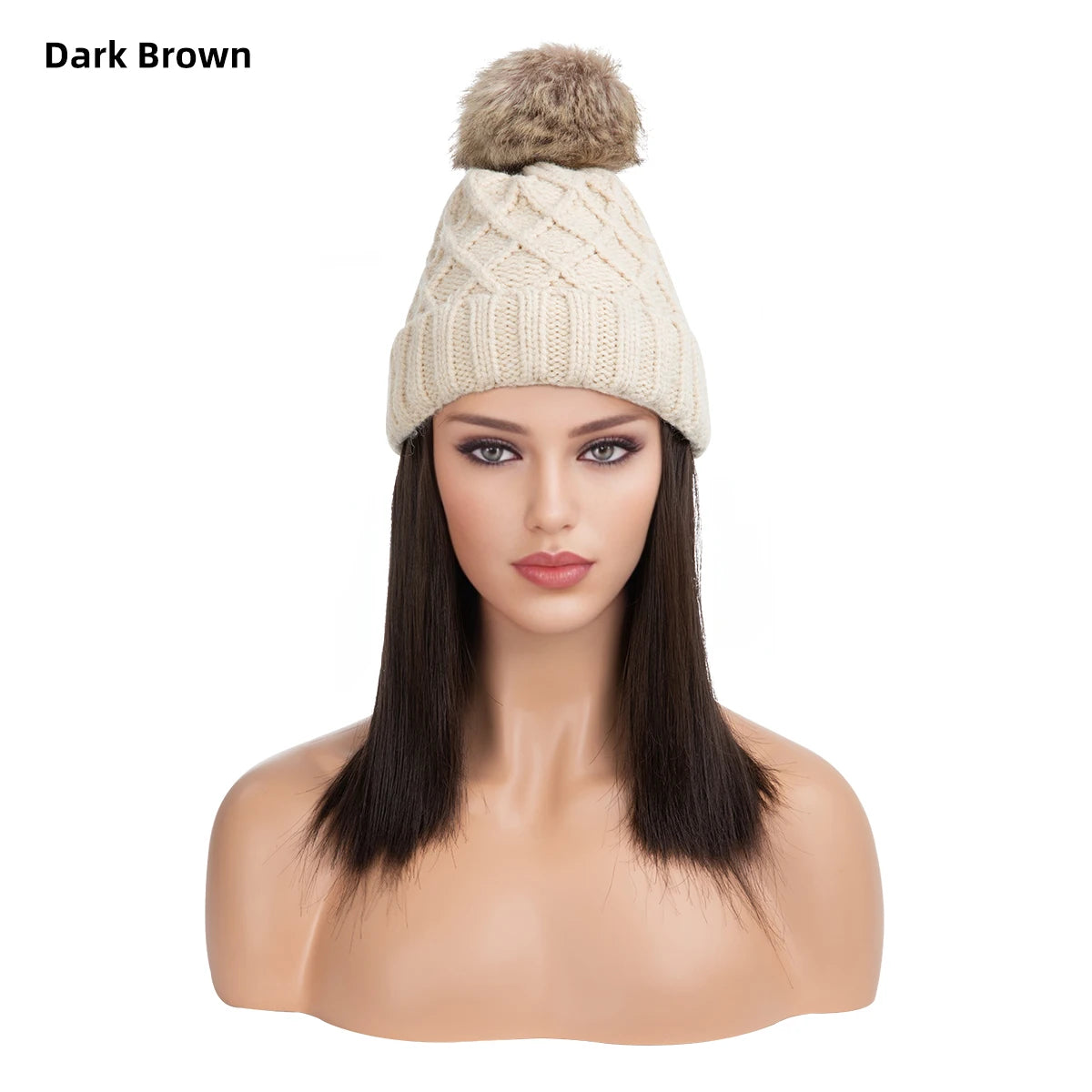 Wholesale Long Winter Hot Sale Beanie Hat Synthetic Fashion Hair 10 Inch Heat Resistant Silky Straight Wave 100% High