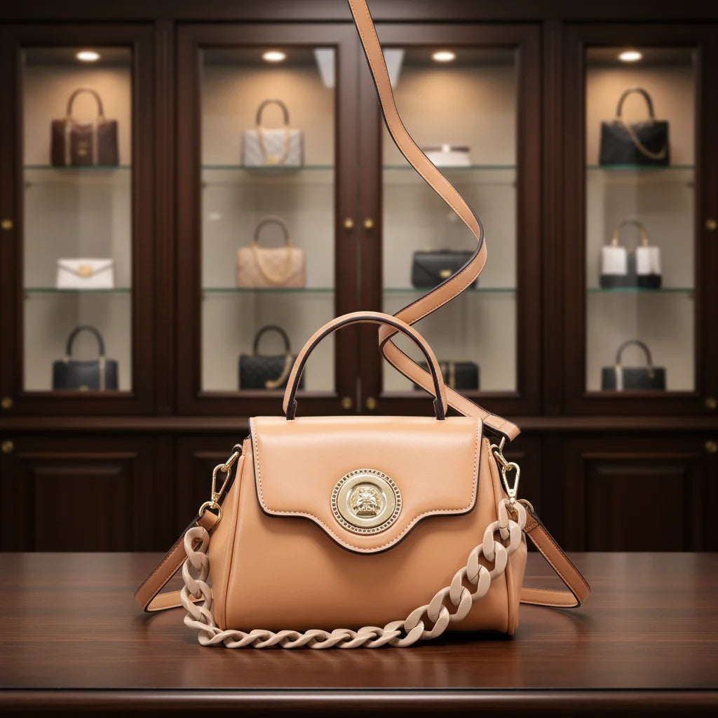 Ladysky Top Product Quality Fabric Handbag for Women Acranged Chain Head Female Bag Fashion Designer Bag with Boxes 24 cm