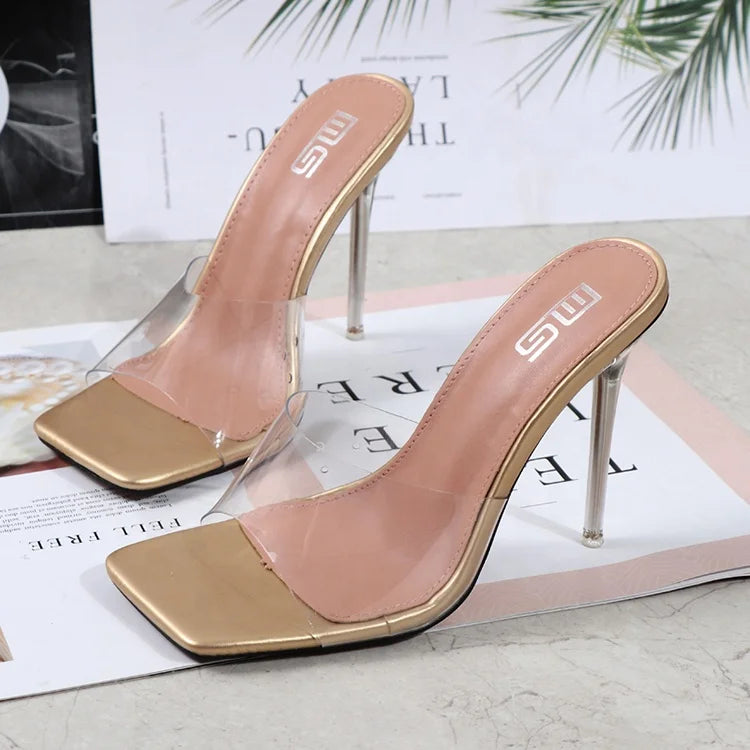 Y Wholesale Fashion Summer High Heels Trendy Women's Dress Casual Heeled Sandals Shoes Designer Slippers for Women and Ladies