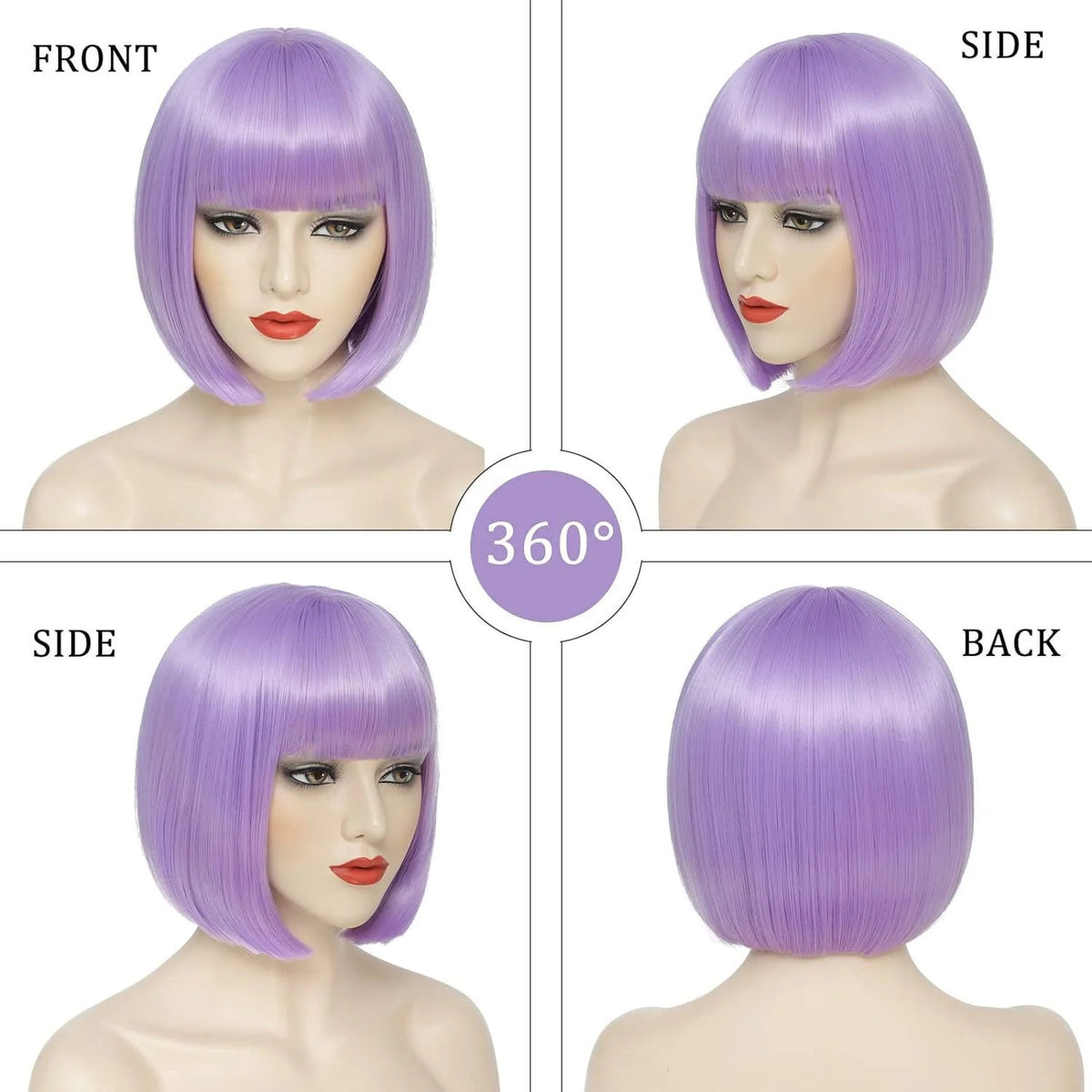 Short Black Straight Wig with Bangs Women Bob Shoulder Length Wigs Heat Resistant Fiber Synthetic Hair Wigs Natural Looking