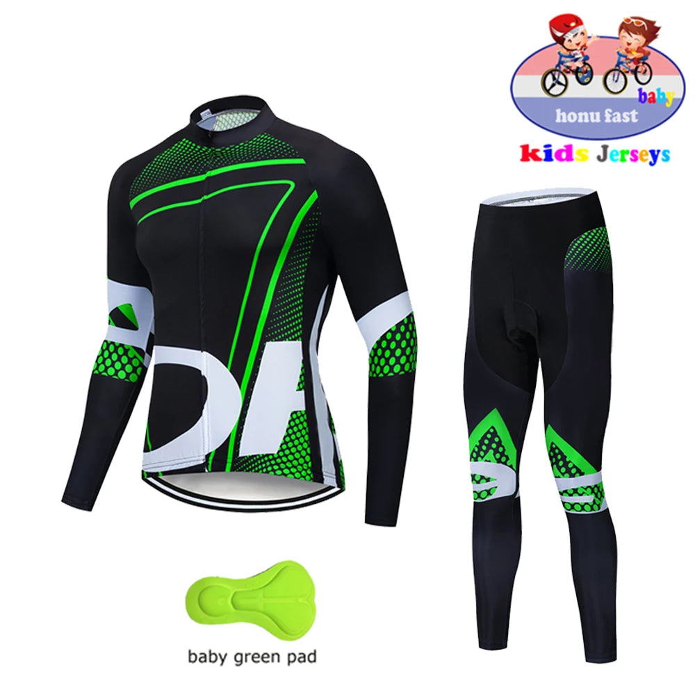 High Quality Kids Cycling Clothing Summer Kids Jersey Set Biking Long Sleeve Clothes Suit MTB Children's Cycling Wear 2021