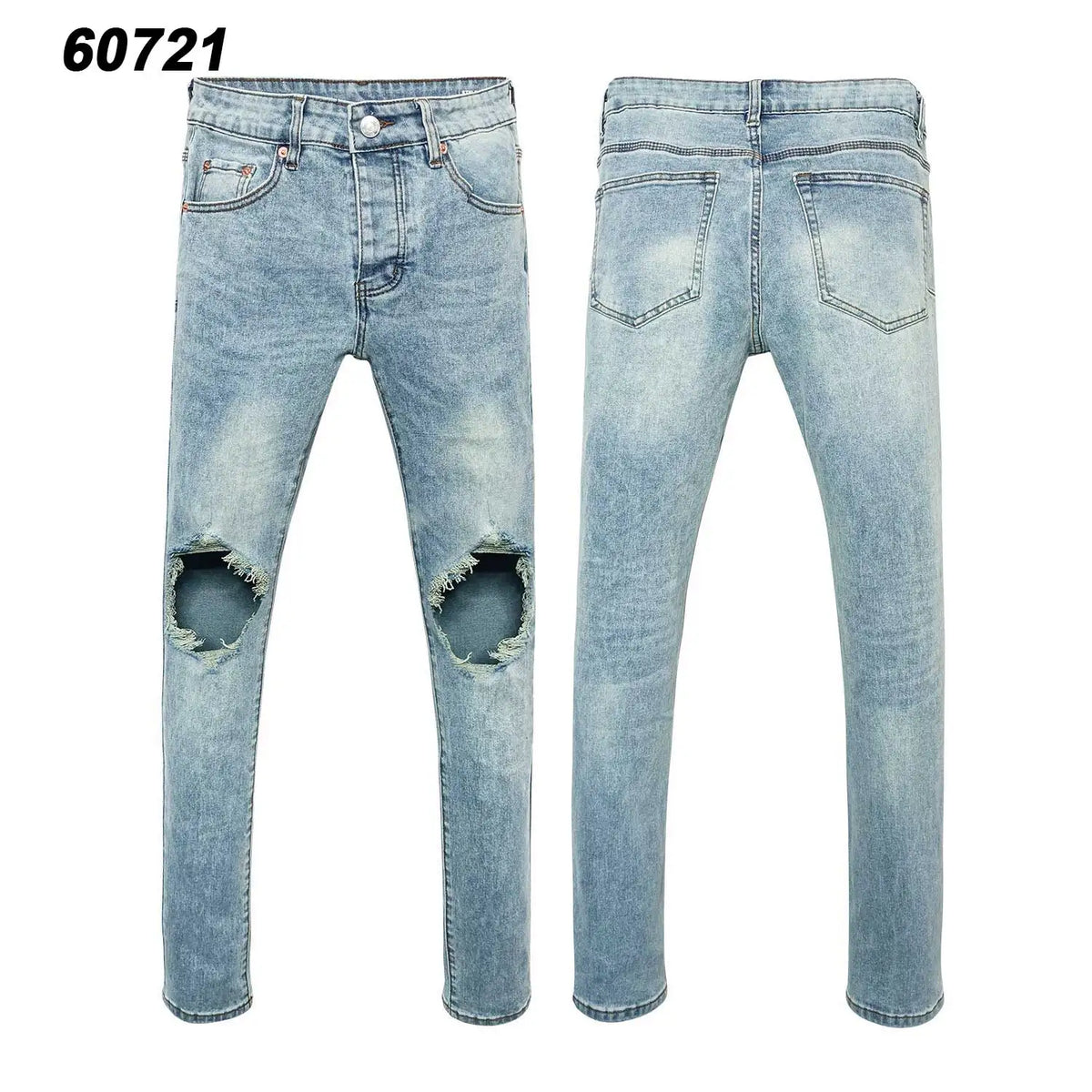 Wholesale Streetwear Jeans Pleated Tapered Trousers Men Elastic Damaged Beggi Pants Slim Fit Jeans