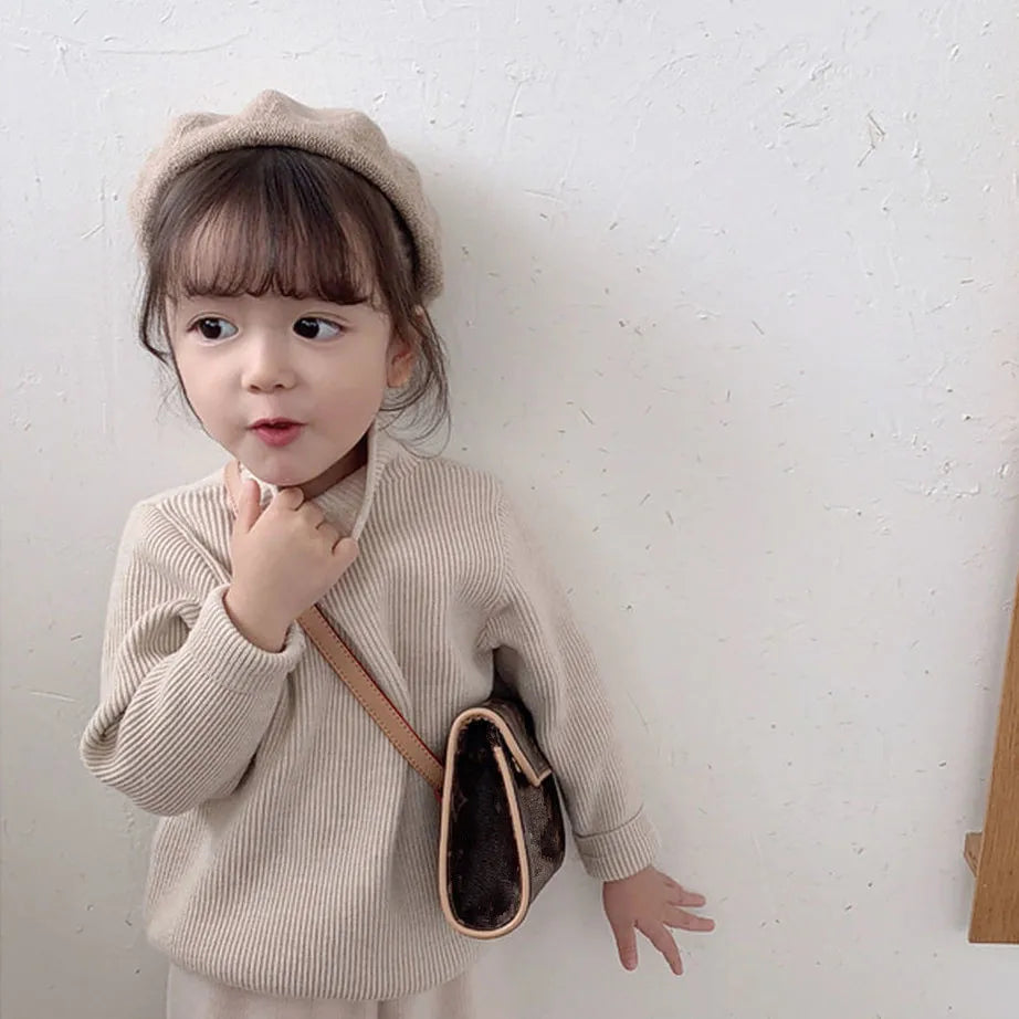 1 to 7 Years Baby Girls Knitted Sweater 2020 Spring Winter Autumn Wear Long Sleeve Warm Solid 6 Colors Kids Toddler Sweater Top