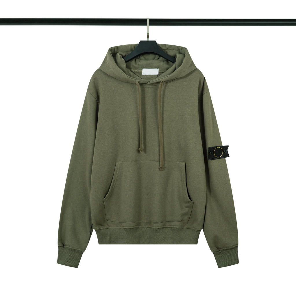 High Quality Men Heavyweight Cotton Terry Sweatshirts Badge Pullover