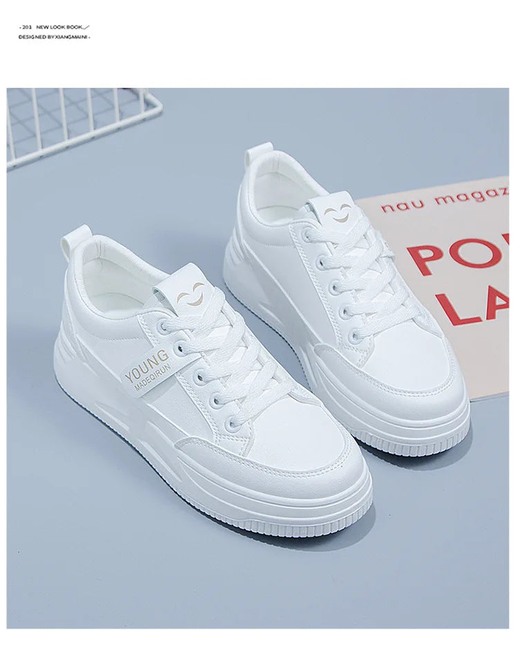 Comfortable PU Leather Tennis Shoes Low Top Lace Casual Sneakers Mesh White Flat Sneakers for Summer