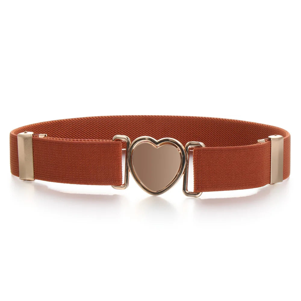 Kids Elastic Belts Girl Stretch Waist Belt Adjustable Heart Belt Uniform Belt for Teen Kids Girls Dresses Belt
