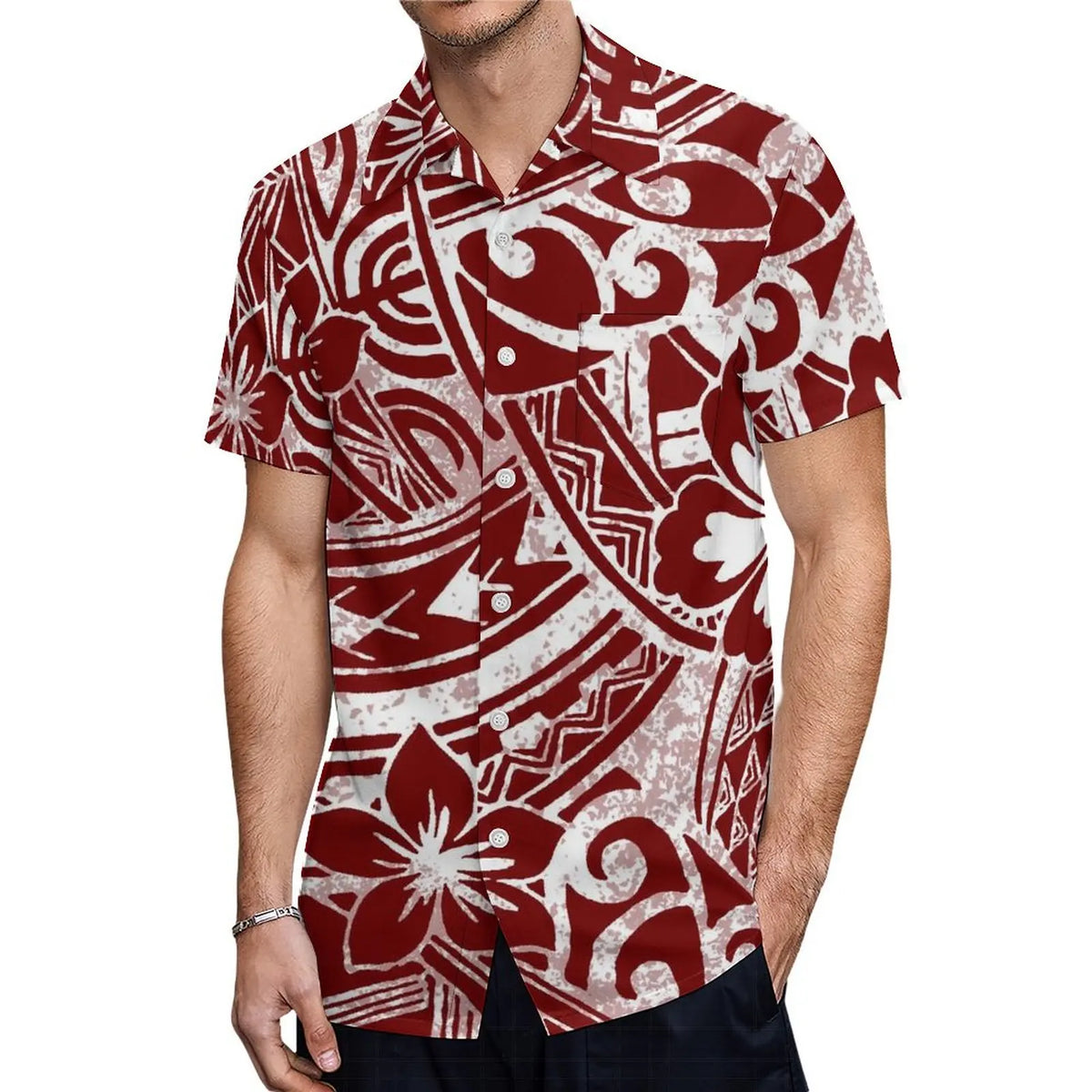 New High Quality Design Custom Hawaii Polynesian Tribal Summer Breathable Quick Dry Short Sleeve Shirt Aloha Men Loose Shirts