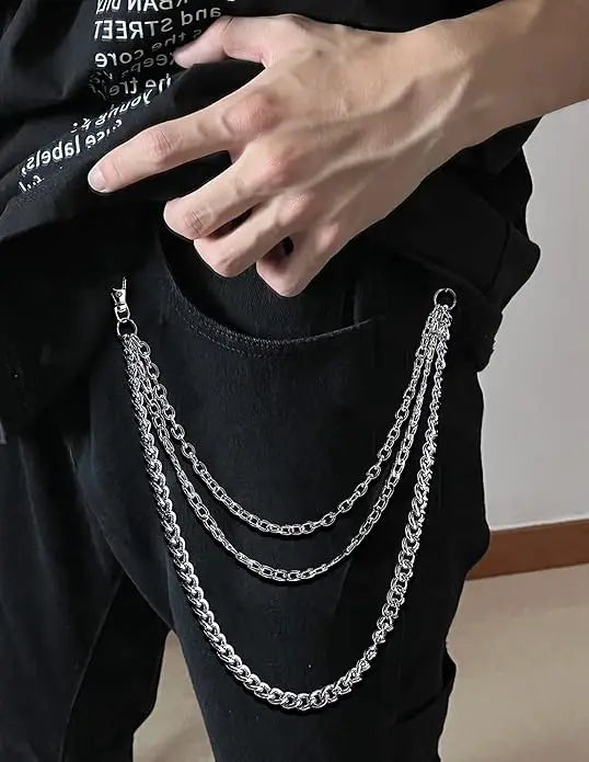 Pants Chain Goth Jean Chains Belt Punk Hip Hop Layered Trousers Chain Wallet Pocket Chains for Women Men Silver Plated