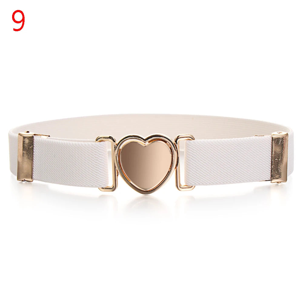 Adjustable Kids Elastic Belts Heart Belt Girl Dresses Stretch Waist Belt Multicolor Uniform Belt Clothing Decoration Accessorie