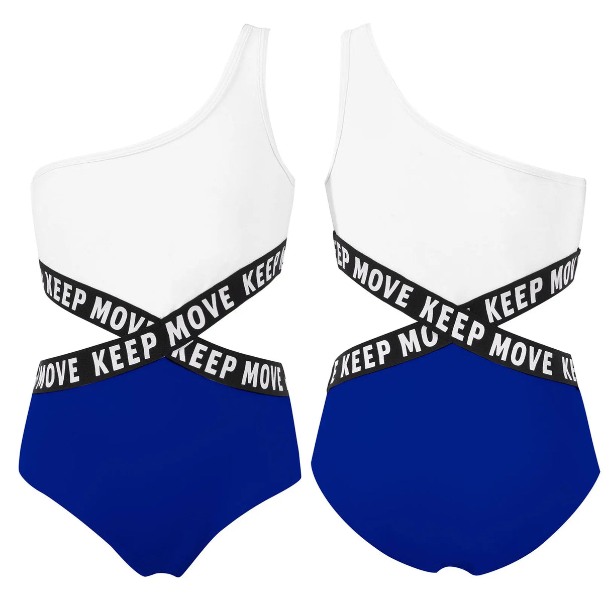Kids Girls Hollow Out One-piece Swimwear Single Shoulder Letter Print Bodysuit Swimsuit Pool Bathing Suit Beachwear Sportswear