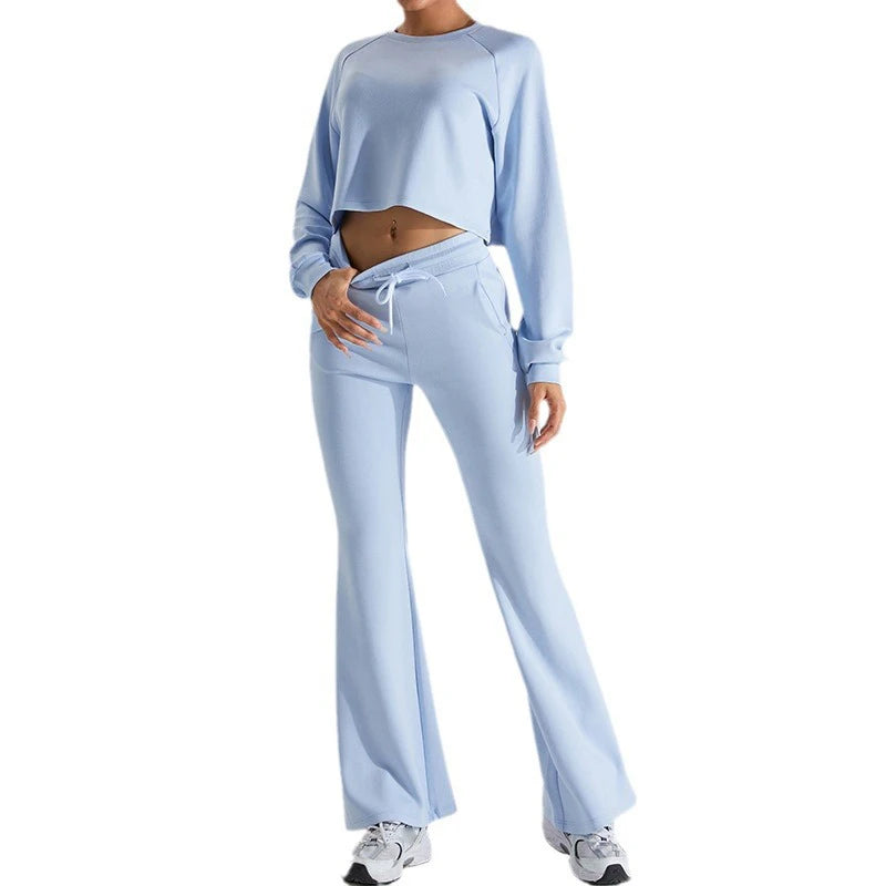 Customizable logo Women's New Long Sleeved Sports Set 2024 New Long Sleeved Leisure Sports Sweater and Pants Set
