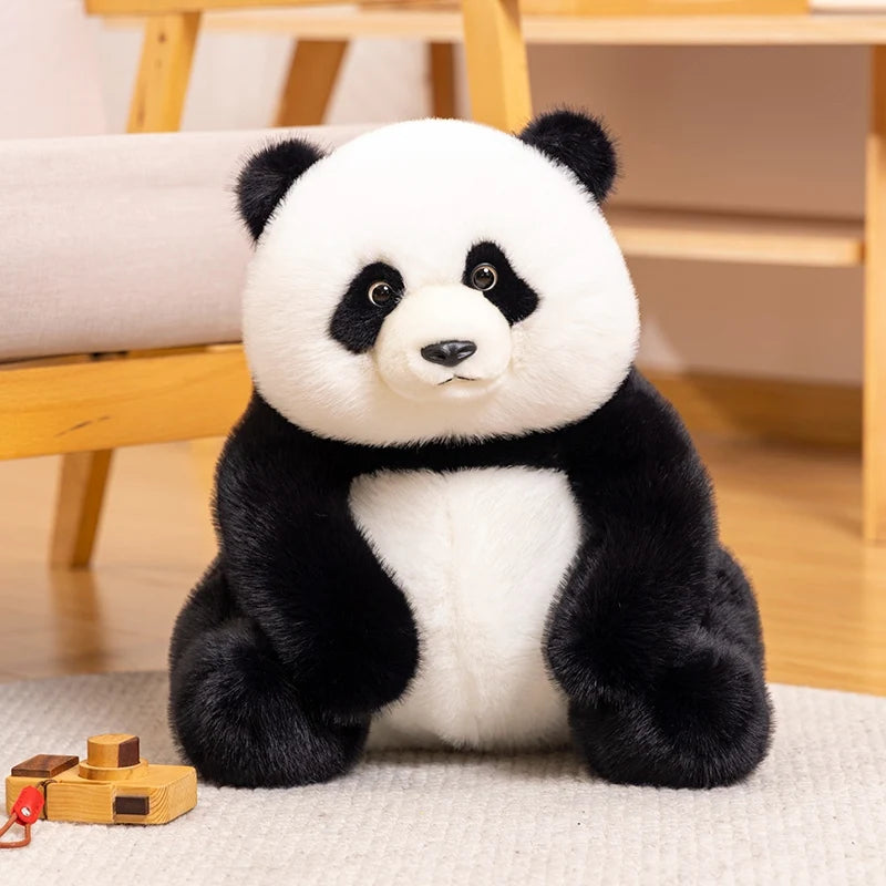 Lifelike Simulation Panda Plush Toy Soft Bear Doll Peluche Animal China Mascot PP Cotton Filled Stuffed Animals OPP Bag Custom