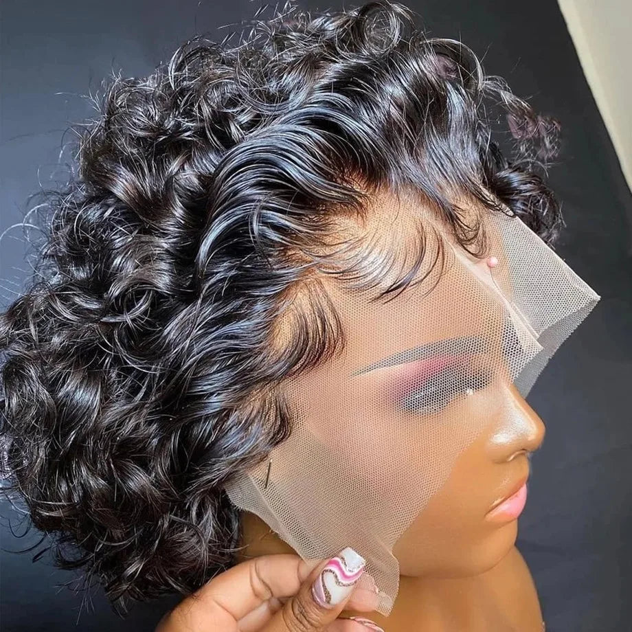 Cheap Brazilian Hair for Short Lace Front Wig 180% Density Virgin Remy for Lace Curly Bob